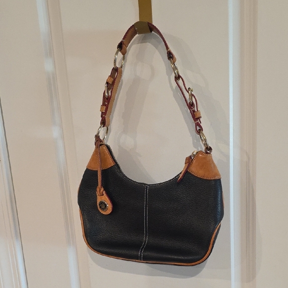 Dooney & Bourke Vintage Black & Tan Hobo Bag - Picture 1 of 9